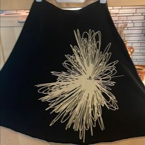 Dkny vintage Black and Cream A-Line Midi Skirt for Cocktail